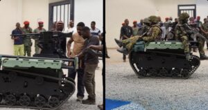 Tracked autonomous mind detection vehicle developed by Nigeria start-up Terra industries for Counter IED operations