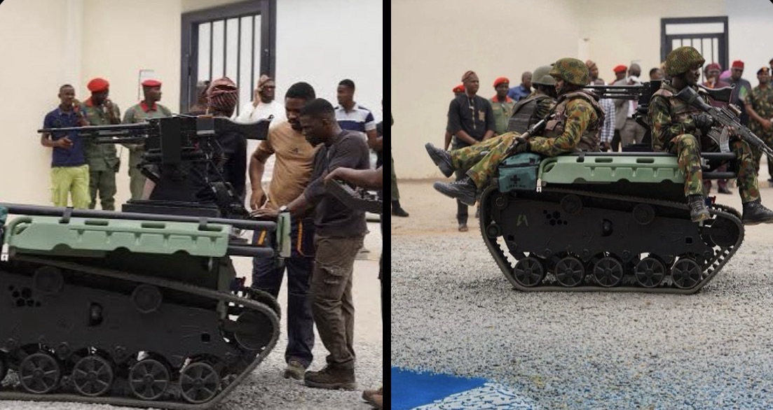 Tracked autonomous mind detection vehicle developed by Nigeria start-up Terra industries for Counter IED operations