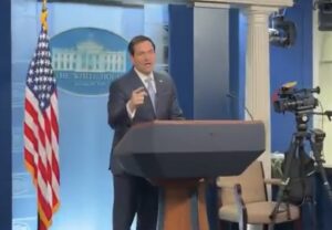 Marco Rubio Jokingly Takes Over White House Press Briefing Room While Karoline Leavitt Is on Maternity Leave