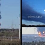 A large fire burns at the Transneft linear production and dispatch station (LPDS) near Perm, Russia, following a reported Ukrainian drone strike on April 29, 2026. Images and video: Eyewitness footage shared by local residents on Russian social media and Telegram channels, via the Ukrainian OSINT monitoring channel Exilenova+ (Telegram).