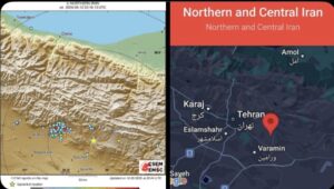 Real-Time Tracking: These maps from image_12.png detail the impact of the 4.6-magnitude earthquake that occurred on May 12, 2026, at approximately 23:46 local time. The EMSC data on the left shows over 100 felt reports concentrated around the epicenter near Bumehen and Rudehen. On the right, the regional map identifies the proximity of the tremor to major urban centers, including Tehran and Varamin. Following the event, the Iranian Red Crescent Society placed all emergency response teams in Tehran Province on full alert, though no major casualties or structural damage have been officially reported. Graphic: EMSC / WANA News Agency