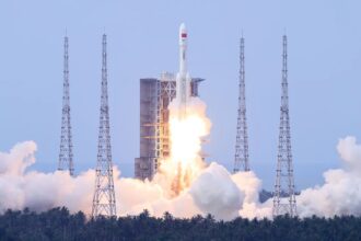 The Tianzhou-10 cargo spacecraft lifted off from China's Wenchang Space Launch Site on board a Long March 7 rocket on May 10. (Image credit: Luo Yunfei/China News Service/VCG via Getty Images)
