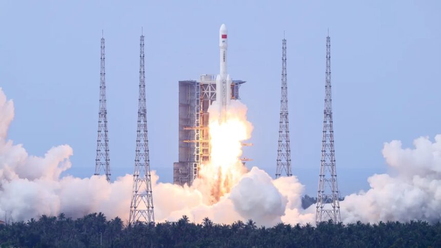The Tianzhou-10 cargo spacecraft lifted off from China's Wenchang Space Launch Site on board a Long March 7 rocket on May 10. (Image credit: Luo Yunfei/China News Service/VCG via Getty Images)