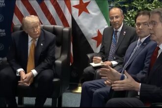 U.S. President Donald Trump participates in a high-stakes bilateral meeting with Syrian President Ahmed al-Sharaa on the sidelines of the NATO summit in Ankara, Turkey. The leaders met to discuss regional security, defense cooperation, and Syria's reconstruction efforts.  Source: Associated Press / Anatolia Agency Archive