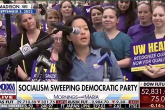 Wisconsin State Representative Francesca Hong speaking at a UW Health nurses' union rally in Madison, Wisconsin. Source: Fox Business
