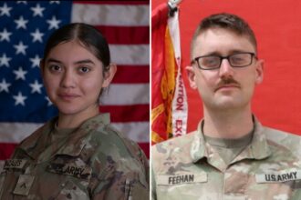U.S. Army official portraits of Pvt. Isabella Gonzales (left) and 1st Lt. Tyler James Feehan (right). Source: U.S. Department of Defense / U.S. Army.